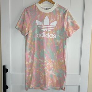 Adidas Kids Pastel Tie-Dye T-Shirt Dress - Pink, Green, and Yellow Size XS